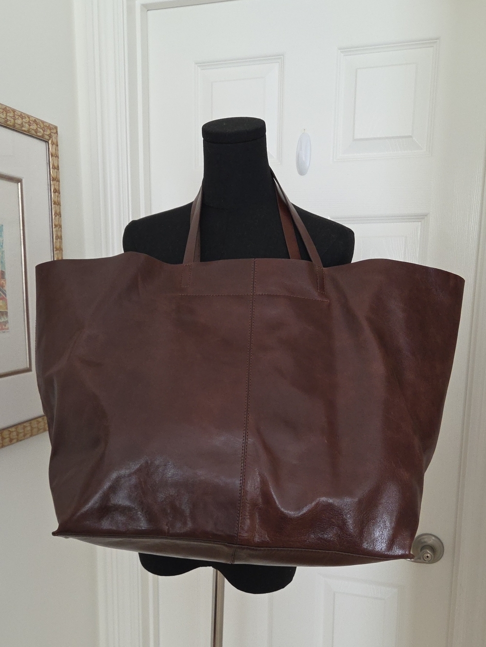 ZARA Viral Mahoganny Maxi Leather Tote Bag NEW